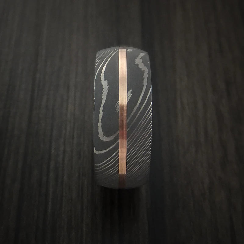 Men’s 14K Rose Gold & Damascus Steel Wedding Band