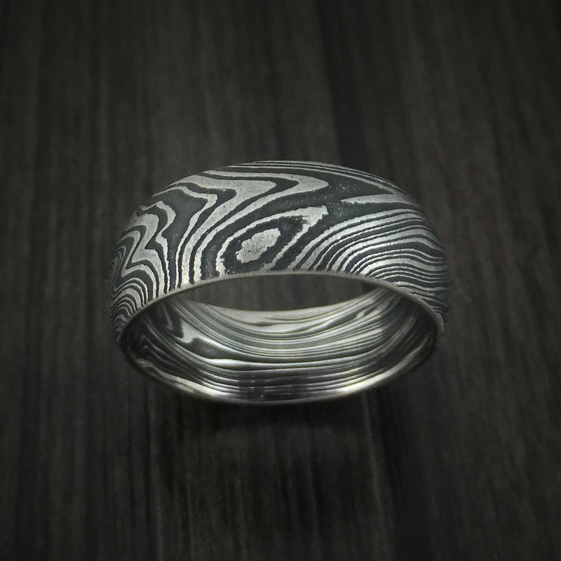 Men’s Marbled Kuro Damascus Steel Wedding Band