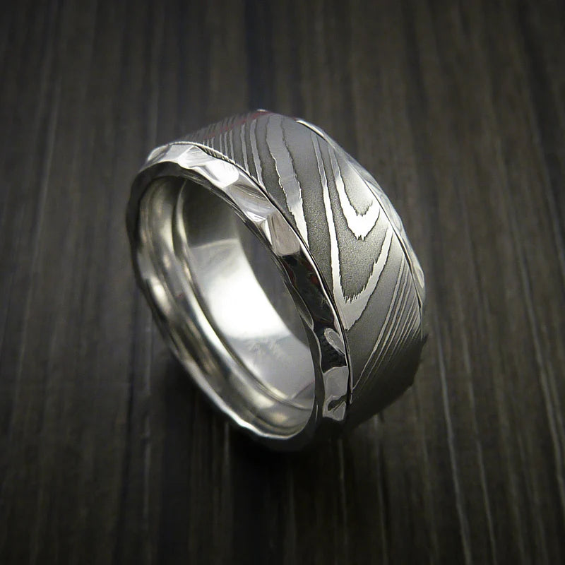 Men’s Cobalt Chrome and Damascus Steel Wedding Band