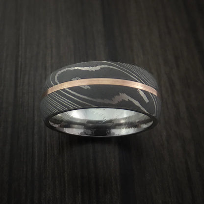 Men’s 14K Rose Gold & Damascus Steel Wedding Band