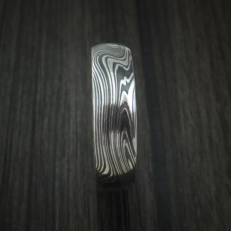 Men’s Marbled Kuro Damascus Steel Wedding Band