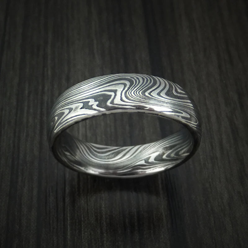 Men’s Marbled Kuro Damascus Steel Wedding Band