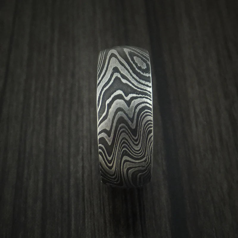 Men’s Marbled Kuro Damascus Steel Wedding Band