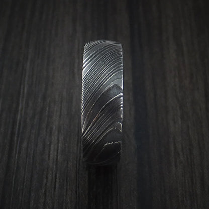 Custom Woodgrain Kuro Damascus Steel Men’s Wedding Band