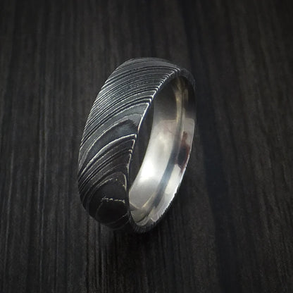 Custom Woodgrain Kuro Damascus Steel Men’s Wedding Band