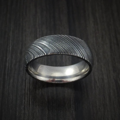 Custom Woodgrain Kuro Damascus Steel Men’s Wedding Band