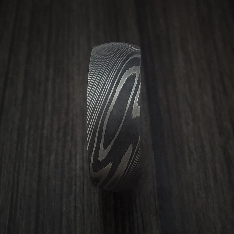Men’s Damascus Steel Ring with Bronze Anodized Titanium Interior