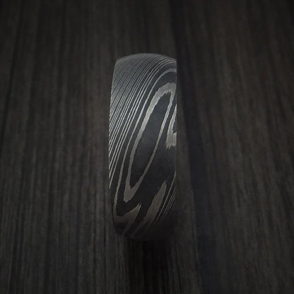 Men’s Damascus Steel Ring with Bronze Anodized Titanium Interior