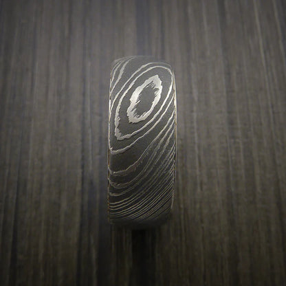 Men’s Damascus Steel Ring with Titanium Interior Sleeve
